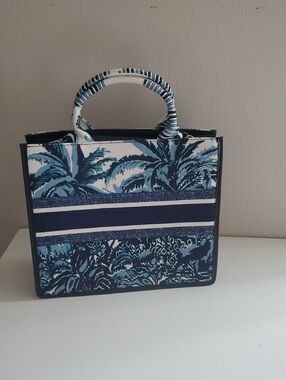 Blue Tropical Print Top-Handle Women's Bag
